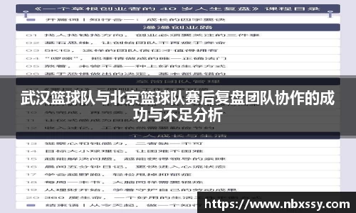 武汉篮球队与北京篮球队赛后复盘团队协作的成功与不足分析
